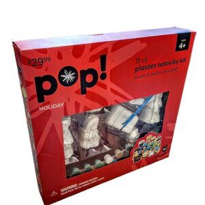 11 Piece Plaster Nativity Set w/Paint & Brushes NISP